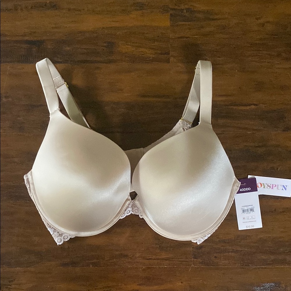 NWT Joyspun Nude T-shirt Plunge Bra with Lace Detail Size 40DDD